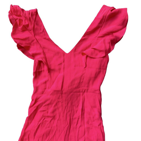 (NWOT) DO+BE Ruffle Sleeve V-Neck Jumpsuit | Small | Hot Pink - Picture 2 of 5